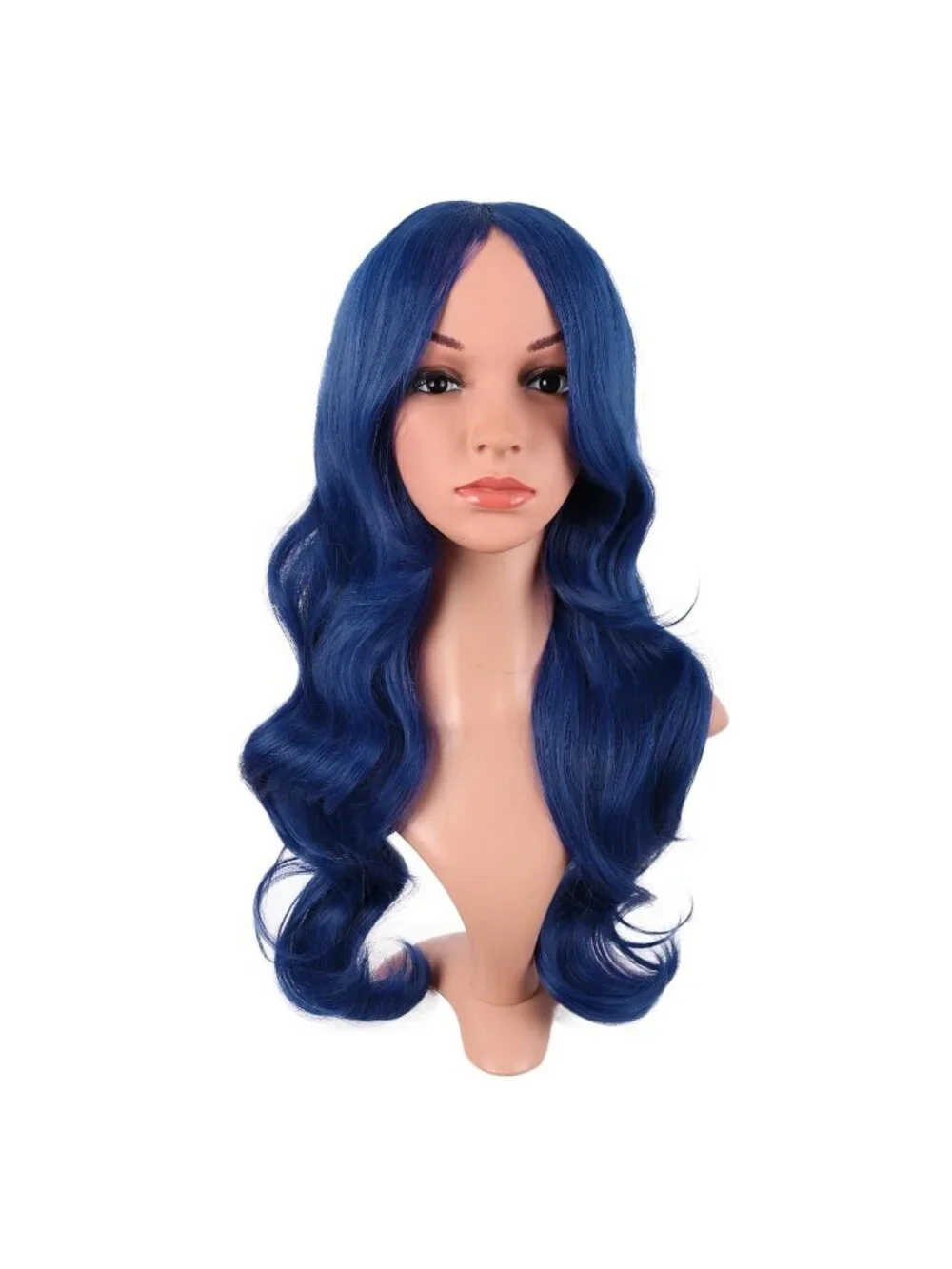 Women's Mixed Blue 24 Inch Synthetic Modern Long Wavy Side Bangs Wigs